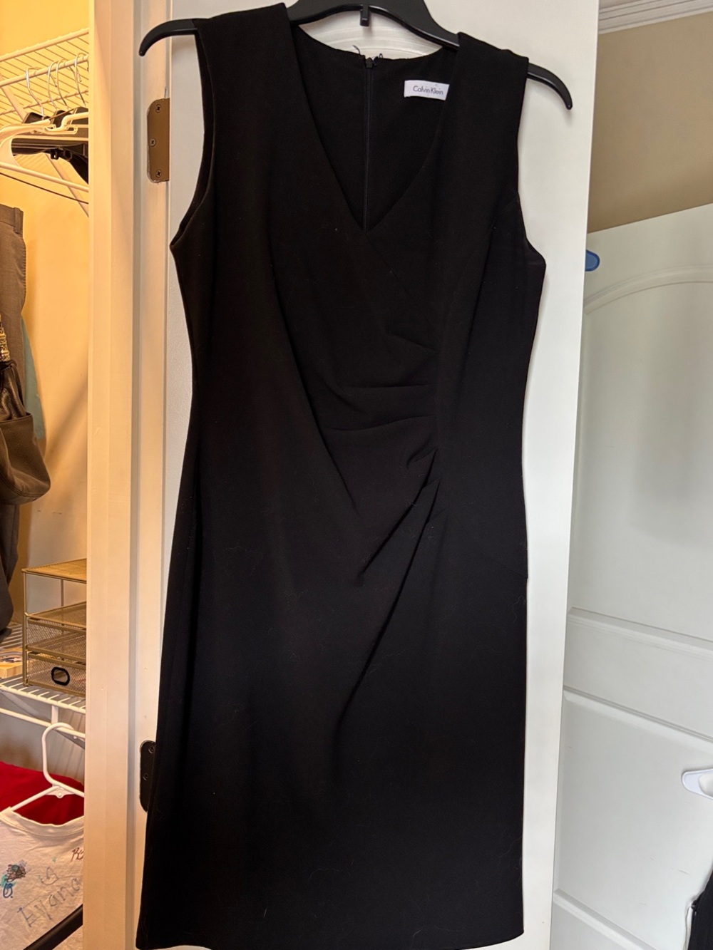 Calvin Klein Black V-Neck Sleeveless Midi Dress